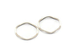 Antique Silver Circle Rings, 24 Antique Silver Plated Brass Wavy Circle Rings, Charms (15.5x0.80mm) BS 1756 H0562