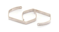 Antique Silver Bracelet Blank, 2 Antique Silver Plated Brass Cuff Bracelet Blank Bangle 2 Holes (145x6x1mm) Brc066 H0532
