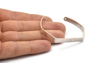 Antique Silver Bracelet Blank, 2 Antique Silver Plated Brass Cuff Bracelet Blank Bangle 2 Holes (145x6x1mm) Brc066 H0532
