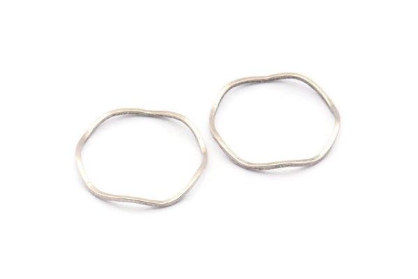 Antique Silver Circle Rings, 24 Antique Silver Plated Brass Wavy Circle Rings, Charms (19.5x0.8mm) BS 1806 H0556