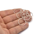 Antique Silver Circle Rings, 24 Antique Silver Plated Brass Wavy Circle Rings, Charms (19.5x0.8mm) BS 1806 H0556