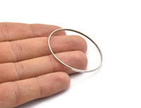 45mm Circle Connector, 6 Antique Silver Plated Brass Circle Connectors (45x1.7x0.8mm) E053 H1157