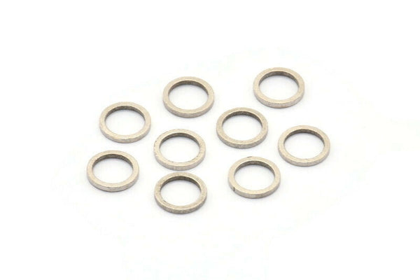 Silver Circle Ring - 100 Antique Silver Plated Brass Circle Ring Findings (8mm) b0117 H0546