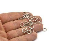 Silver Circle Ring - 100 Antique Silver Plated Brass Circle Ring Findings (8mm) b0117 H0546