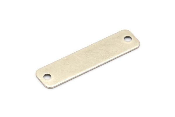 Antique Silver Rectangle, 5 Antique Silver Plated Brass Huge Rectangle Stamping Blank With 2 Holes, Findings (40x10mm) Brs 715-2 A0341 H0530