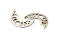 Moon Phases Pendant, 5 Antique Silver Plated Brass Semi Circle Pendants With 2 Loops, Charms, Earring Findings (27x8x1mm) BS 2068 H0579