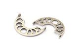 Moon Phases Pendant, 5 Antique Silver Plated Brass Semi Circle Pendants With 2 Loops, Charms, Earring Findings (27x8x1mm) BS 2068 H0579