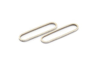 Silver Oval Charm, 50 Antique Silver Plated Brass Oval Rings, Connectors (25x6x1mm) BS 1735 H0663