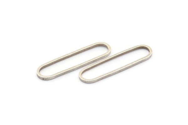 Silver Oval Charm, 50 Antique Silver Plated Brass Oval Rings, Connectors (25x6x1mm) BS 1735 H0663