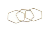 Hexagon Ring Charm, 12 Antique Silver Plated Brass Hexagon Shaped Ring Charms (40x1mm) E306 H0583