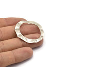 Silver Connector Rings, 6 Antique Silver Plated Brass Wavy Connector Rings (37mm) D0591 H0700