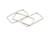 Silver Rectangle Connector, 12 Antique Silver Plated Brass Rectangle Connectors (20x40x1mm) D0332 H0628