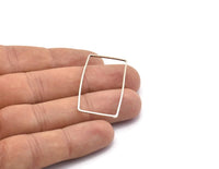 Silver Rectangle Connector, 12 Antique Silver Plated Brass Rectangle Connectors (20x40x1mm) D0332 H0628