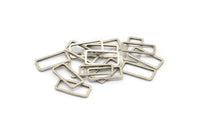 Silver Rectangle Connector, 50 Antique Silver Plated Brass Open Rectangle Connectors (7x15x0.8mm) D0326 H0667