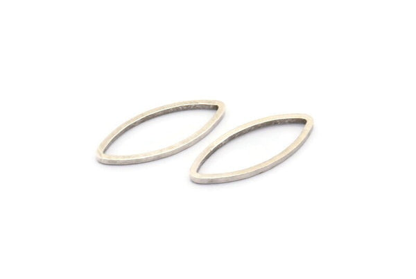 Silver Marquise Ring, 50 Antique Silver Plated Brass Marquise Ring, Connector, Charms (8x20x0.80mm) D0041 H0650