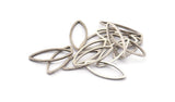 Silver Marquise Ring, 50 Antique Silver Plated Brass Marquise Ring, Connector, Charms (8x20x0.80mm) D0041 H0650