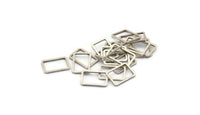 Silver Rectangle Connector, 50 Antique Silver Plated Brass Rectangle Connectors, Charm (9x13x0.8mm) D0327 H0647