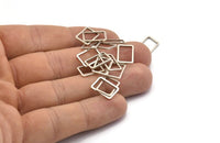 Silver Rectangle Connector, 50 Antique Silver Plated Brass Rectangle Connectors, Charm (9x13x0.8mm) D0327 H0647