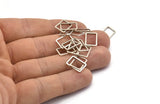 Silver Rectangle Connector, 50 Antique Silver Plated Brass Rectangle Connectors, Charm (9x13x0.8mm) D0327 H0647