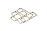 Silver Rectangle Connector, 24 Antique Silver Plated Brass Rectangle  Connectors (9x24x0.8mm) D0329 H0665