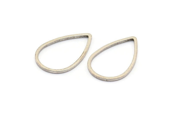 Silver Drop Connector, 25 Antique Silver Plated Brass Drop Connectors (14x22x1mm) Bs 1139 H0705