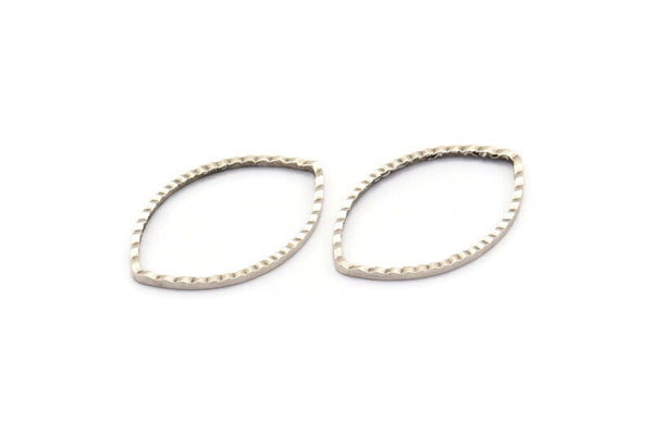 Silver Marquise Ring, 25 Antique Silver Plated Brass Oval Faceted Ring, Connector, Charms (21x13x0.90mm) N0534 H0623