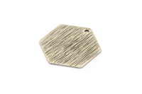 Silver Hexagon Charm, 12 Antique Silver Plated Brass Textured Hexagon Stamping Blanks With 1 Hole (17x0.60mm) D878 H0739