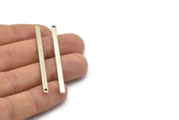 Silver Necklace Pendant, 12 Antique Silver Plated Brass Bars With 1 Hole (55x3x1mm) Brc 154--A0826  A0907 H0735