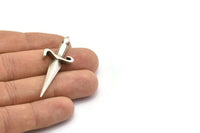 Silver Knight&#39;s Sword Pendant, 2 Antique Silver Plated Brass Sword Pendants (50x19mm) N0225 H0740