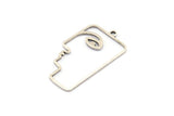 Silver Face Charm, 4 Antique Silver Brass Face Shaped Charms With 1 Loop (40x22x1mm) D0558 H0736