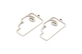 Silver Face Charm, 4 Antique Silver Brass Face Shaped Charms With 1 Loop (40x22x1mm) D0558 H0736