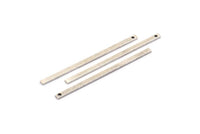 Tiny Silver Bar, 24 Antique Silver Plated Brass Bars With 1 Hole  (40x2x0.80mm) A0862 H0732
