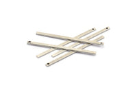 Tiny Silver Bar, 24 Antique Silver Plated Brass Bars With 1 Hole  (40x2x0.80mm) A0862 H0732