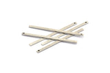Tiny Silver Bar, 24 Antique Silver Plated Brass Bars With 1 Hole  (40x2x0.80mm) A0862 H0732