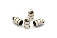 Silver Chain End, 12 Antique Silver Plated Brass End Cap, Cord Tip, 5mm Cord End - (6x11mm) B0018 H0662
