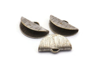 Silver Ribbon Crimp, 24 Antique Silver Brass Textured Ribbon Crimp Ends With 1 Loop, Findings (15x9mm) D0561 H0733