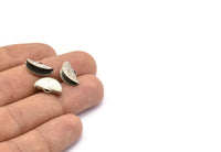 Silver Ribbon Crimp, 24 Antique Silver Brass Textured Ribbon Crimp Ends With 1 Loop, Findings (15x9mm) D0561 H0733