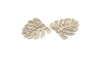 Silver Monstera Charm, 12 Antique Silver Plated Brass Textured Monstera Leaf Charms With 1 Loop, Pendants, Earrings (21x22x0.5mm) D872 H0745