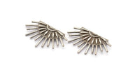 Ay ve Güneş, 2 Antik Gümüş Kaplama Pirinç Hilal ve Yarı Güneş Etnik Kolye, 2 Halka, Tılsımlar (37x22x1mm) BS 2445 H0631