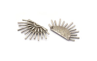 Ay ve Güneş, 2 Antik Gümüş Kaplama Pirinç Hilal ve Yarı Güneş Etnik Kolye, 2 Halka, Tılsımlar (37x22x1mm) BS 2445 H0631