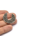 Gümüş Geometrik Kolye, 2 Antik Gümüş Kaplama Pirinç Geometrik Balık Pulu Dokulu Kolye, 2 Döngü, Tılsımlar (32 mm) E190 H0622