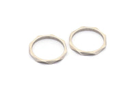 Silver Faceted Ring, 6 Antique Silver Plated Brass Faceted Rings, Connectors (19mm) N0502 H0751