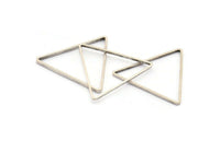 Silver Triangle Charm, 50 Antique Silver Plated Brass Triangle Charms (24x0.6x0.9mm) D0065 H0645