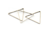 Silver Triangle Charm, 50 Antique Silver Plated Brass Triangle Charms (24x0.6x0.9mm) D0065 H0645