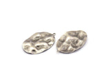 Gümüş Oval Charm, 1 Halkalı 6 Antik Gümüş Kaplamalı Dalgalı Pirinç Oval Charm, Kolye Uçları, Küpeler, Bulgular (37x23x0,50 mm) D0807 H0756