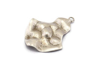 Silver Pear Charm, 6 Antique Silver Plated Brass Pear Shaped Charms With 1 Loop, Earrings, Pendants, Findings (33x24x0.60mm) D0690 H0780