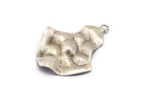 Silver Pear Charm, 6 Antique Silver Plated Brass Pear Shaped Charms With 1 Loop, Earrings, Pendants, Findings (33x24x0.60mm) D0690 H0780