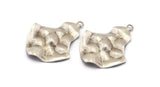Silver Pear Charm, 6 Antique Silver Plated Brass Pear Shaped Charms With 1 Loop, Earrings, Pendants, Findings (33x24x0.60mm) D0690 H0780