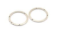Silver Circle Charm, 6 Antique Silver Plated Brass Circle Connectors With 4 Holes, Earrings, Findings (30x1mm) D865 H0776