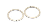 Silver Circle Charm, 6 Antique Silver Plated Brass Circle Connectors With 4 Holes, Earrings, Findings (30x1mm) D865 H0776